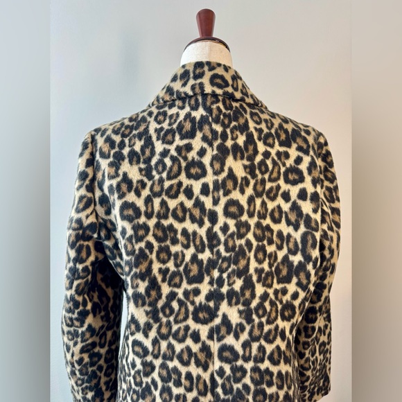 Express Faux Fur Leopard Print Single Breasted Pea Coat Black/Tan Size M - Picture 7 of 14
